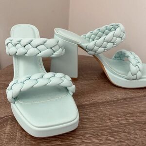 Forever 21 Braided Strap Heels - Light Blue